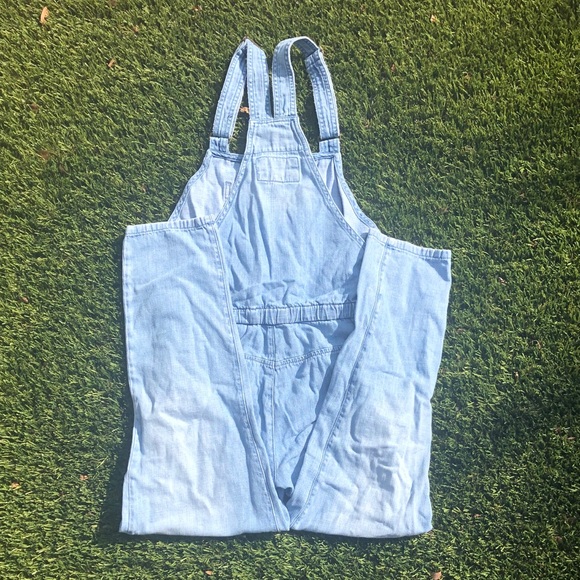 Loft Distressed Chambray Drawstring Overalls - Picture 9 of 11